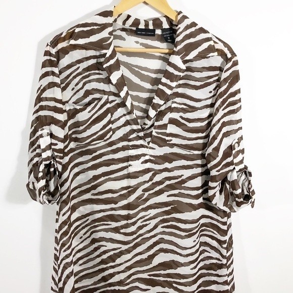 New York & Co Zebra Brown Print Sheer Swim Coverup - Picture 2 of 7